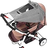 kinderwagen Sonnenschutz, Sonnensegel kinderwagen Universal, mit UV Schutz 50+ und Wasserdicht,Sichtfenster und extra breite Schattenflügel, Verstellbar Sonnenschutz für Kinderwagen Buggy (Grau)