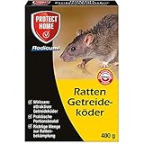 PROTECT HOME Rodicum Ratten Getreideköder, praktische, auslegefertige Portionsbeutel mit zuverlässiger Wirkung gegen Rattenbefall, 400g Faltschachtel