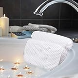 AmazeFan Badewannenkissen, Luxus Badewanne & Spa-Kissen mit 4D-Air-Mesh-Technologie und 7 Saugnäpfen. Stützfunktion für Kopf, Rücken, Schulter, Nacken. Geeignet für Badewannen und Home Spa