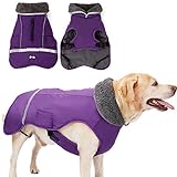 XUANNIAO Hundemäntel für kaltes Wetter, warme Winterjacken, reflektierende Weste, Retro-Stil, wasserdicht und winddicht für Hunde, Violett, Größe XXL
