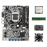 Hagsnec B75 USB BTC Mining Motherboard + CPU + Lüfter + DDR3 4GB 1600Mhz RAM + 128G MSATA SSD LGA1155 8XPCIE auf USB B75 BTC Motherboard