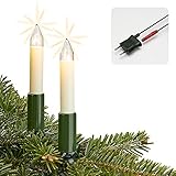 hellum Lichterkette Weihnachtsbaum Made-in-Germany, Tannenbaum Lichterkette mit Clip, 30 Lichter, beleuchtete Länge 2030 cm, Kabel grün Schaft weiß, für Innen mit teilbarem Stecker ‎803006