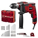 Einhell Schlagbohrmaschinen-Set TC-ID 1000 E Kit +64 (1010 W, Drehzahl-Elektronik, 13 mm-Schnellspannbohrfutter, Schlagzahl 48.000 min-1, inkl. 64-tlg. Zubehör-Set und Koffer)