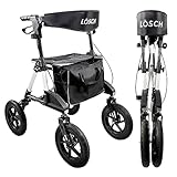 TABAS Rollator faltbar und leicht I Outdoor Rollator mit Luftbereifung, inkl. Sitzfläche mit Rückengurt, Tasche & Stockhalter I höhenverstellbare Gehhilfe I Gehwagen ideal für Reisen von Lösch Reha