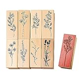 8 Stück Holzstempel, Vintage-Holzstempel, Blumenmuster-Stempelset, DIY-Bastelzubehör, wiederverwendbar, Geeignet für Scrapbooking, Journaling, Fotoalben, Grußkarten