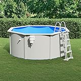 Pool mit Sicherheitsleiter, LAPOOH Pool Stahlwand, Swimmingpool, Gartenpool Komplettset, Pool Garten, Aufstellpool, Schwimmbad, 610x360x120 cm