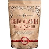 Beta Alanin Pulver - 500g hochwertiges Beta Alanine Pulver mit Vitamin B6 - Empfehlenswert gegen Müdigkeit - Vegan - Beta Alanin Pulver in hochwertigem Beutel mit einem Extra Messlöffel