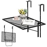 GOPLUS Balkontisch hängend, Balkonhängetisch klappbar 5-stufig höhenverstellbar, 60,5x40,5cm Hängetisch bis 20kg belastbar, Klapptisch Balkon, Beistelltisch Outdoor für balkongeländer von 4,5-10cm