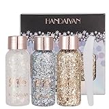 Body Glitter Gel Shimmer Sequins Chunky Glitter Liquid Lidschatten Festival Glitter Makeup for Body, Face, Hair Long Lasting Sparkling (# 3PCS/Set A)