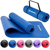 TOSANEO Fitnessmatte mit Tragegurt Gymnastikmatte aus NBR Schaumstoff rutschfeste Sport-Matte für Pilates Workout und Meditation Yogamatte 183x61x1cm Blau