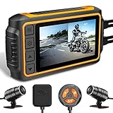 IXROAD Dashcam Motorrad, 1080P Dash Cam Dual Kamera Wasserdicht Vorne und Hinten mit 3' LCD, WiFi, GPS, Gyro Anti-Shake, G-Sensor, Kabelsteuerung und Nachtsicht, Max 256GB