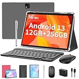 QDDQ Tablet 10 Zoll, 2-in-1 Tablet mit Tastatur, Android 13 Tablet, 256GB ROM+1TB TF, 8000mAh mit Hülle, 2.4GHZ+5G WiFi，Octa-core, 1080P FHD Video, 8MP Kamera,Bluetooth/Typ-c/GMS(Rosa)