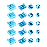 Resefinem 20pcs Blue Aluminium Kühlkörper CPU -Kühler mit Klebstoff Ideal für 2 3 4 3b 4b maximiert die Oberfläche reduziert das Überhitzungsrisiko Aluminiumprofil Gute thermische