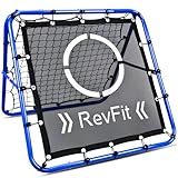Rebounder für Fußball – Verstellbares Doppelseitiges Rebounder-Netz mit Ziel, für Fußball, Baseball, Tennis, Rugby – Trainingsnetz mit robustem Stahlrahmen – 80/100/120 cm