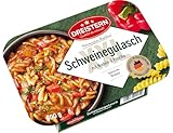 DREISTERN Schweinegulasch mit Nudeln & Paprika 900g I Herzhaftes Fertiggericht in Mikrowellenschale I Lange Haltbarkeit dank natürlicher Konservierung I Hausmacher Qualität