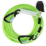 Hofleine für große Hunde 9M Profi | Industriestarkes 1000LBS Edelstahl-Kabel mit Federpuffer | Extra Lange Hundelaufleine für Außengehege & Jagdausflüge (Wasserfest + TÜV-geprüft)