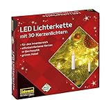 Idena 38192 - LED Kerzenlichterkette mit 30 LED in warmweiß, 30 Kerzen mit Klemmen, mit Netzstecker, ca. 16 m lang, für den Innenbereich, als Deko für den Weihnachtsbaum und Weihnachtsstrauß