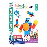 Blockaroo Magnetische Baukloetze als Lernspiel Fuer Kinder, paedagogisches Wasserspielzeug Set Fuer kreative Konstruktionen, optimal Fuer die Bannewanne, Roboter Box mit 10 Bausteinen