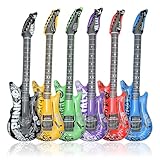 FunX Aufblasbare Luftgitarre 6er Set - Luft Gitarren Accessoire für Mottopartys, Karneval und Fasching - In 6 Musikrichtungen
