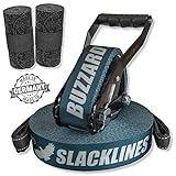 BUZZARD Easyline - Nachhaltiges Slackline-Set 15 m mit Baumschutz 120 cm - Made in Germany