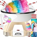 KESSER® Zuckerwattemaschine Set für Dein zuhause - Mit 30x Zuckerwatte Stäbchen & Messlöffel - Retro Cotton Candy Machine - Zuckerwatte Maschine Mit Zubehör - Höhe 22 cm - 500 W Creme Weiß