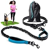 Joggingleine für Hunde zum Laufen, Joggen, Wandern | 2 in 1 Joggingleine und Normale Hundeleine für Große und Mittelgroße Hunde mit Doppelgriff | Bauchgurt Hundeleine