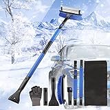 Outigu 6-in-1 Auto-Schneebürste, mittelgroß, 101,6 cm, abnehmbarer Schnee-Eiswischer für Autoscheibe, Eiskratzer mit 180° drehbarem Kopf, Schaumstoff-Stern mit Touchscreen-Handschuhen