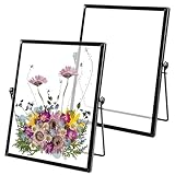 Leikurvo 2 Stücke Bilderrahmen Glasrahmen für Gepresste Blumen, 15 X 20 cm Schwarz Doppelseitiger Bilderrahmen Metall Desktop Fotorahmen Bilderrahmen Getrockneter Blumen Artwork Bild Display Halter