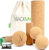 BACKLAxx ® Faszienrolle Set aus Kork – Faszienrolle, Faszien Ball, Faszien Duoball ideal für Faszien, Rücken und Wirbelsäule – Schadstofffrei und antibakteriell inkl. Anwendungsvideos – Faszien Set