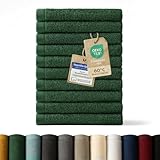 Blumtal Premium Frottier Gästehandtücher Set 12 teilig 100% Baumwolle - Oeko-TEX zertifiziertes Gästehandtuch 12x (30x30 cm) - Ultra saugstarkes Gästetücher Set waschbar °60 - Handtücher Dunkelgrün