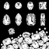 JJUNW 240 Stück Strasssteine Zum Aufnähen, Glitzersteine Zum Annähen, Flache Rückseite Kristall Nähen Edelsteine Deko Diamanten Kleidung DIY für Hochzeitskleid Schuhe Basteln Kostüm(Klar Weiß)