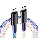 GELRHONR Fließendes LED USB Typ c Ladekabel 66 W,LED RGB Glowing Gradual Lighting Aluminum Shell USB C Cable Fast Charging Cable für Smart Phones und alle Typ C Gerät (bunt) -3.2 Fuß