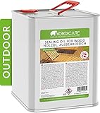 Nordicare Holzöl Außenbereich [2,5L] für Lärche, Eiche, Teak oder Akazienholz I Holz Öl Außen zum Holzschutz I Holzschutzöl Außen, Teaköl für Gartenmöbel, Holzpflegeöl, Lärchenöl, Bangkirai Öl…