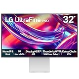 LG Ultrafine evo 32U990A-S - 6K (6144 x 3456p) Nano IPS Schwarz 32 Zoll, 60Hz, 5ms GtG, DCI-P3 98%, Adobe RGB 99,5%, HDR 600, Mac-kompatibel, Lautsprecher, Thunderbolt 5, HDMI 2.1, DP2.1, Silber