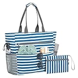 gifyym Strandtasche Für Damen - Sanddichte Handtasche Mit Münzfach | Falttasche Aus Wasserdichtem Material Mit Reißverschluss Für Pendeln Arbeit Camping Reisen Wanderung Picknick