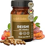 Viktilabs© - Premium Reishi Kapseln mit Vitamin C – Hochdosiert mit 495 mg Reishi Extrakt je Kapsel | 70-Tage-Vorrat | Laborgeprüft | Entwickelt in Deutschland | Vitalpilz Extrakt ohne Zusätze