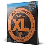 D'Addario E Bass Gitarrensaiten | Saiten E Bass | Bassgitarre Saiten | Saiten E-Bass | DER BELIEBTESTEN SAITENMARKE WELTWEIT | EXL160BT | vernickelter Stahl | Medium (50-120) | Balanced Tension