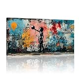 Banksy-Kunst-Wanddekoration, Banksy-Leinwand-Wandkunst, gespannt und gerahmt, fertig zum Aufhängen, moderne Heim- und Bürodekoration, 50 x 100 cm/(20 x 39 Zoll) mit Rahmen
