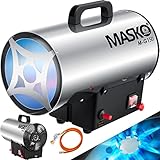Masko® Gasheizgebläse Gasheizer Heizkanone Gasheizstrahler 15 KW Bauheizer Gas Heizgerät heizstrahler Heißluftgenerator inkl. Gasschlauch & Druckminderer Heizgebläse für handelsübliche Gasflaschen