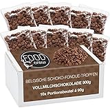 FOOD crew 900g belgische Schokolade für Fondue Vollmilch - Schokolade für Schokobrunnen – Schoko Kuvertüre Drops - 10 Portionsbeutel einzeln verpackt – Vollmilch Kuvertüre - Silvester Schokolade