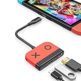 Tendak USB Typ C auf HDMI Adapter für Switch 3 in 1 USB-C Hub mit USB 3.0 PD Aufladung 4K HDMI Konverter für Nintendo Switch/Switch OLED, MacBook Pro, Samsung S22 Huawei Mate 30 (Rot)