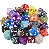 SIQUK 42 Stück Polyedrisch Würfel Set 10 Seitige Bunt Spiel D10 für DND MPG MTG Dungeons und Dragons