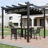 Devoko Pergola 3x3 Wasserdicht Stabil Winterfest,Mit Magnetbefestigung und Verstellbaren Schattenbereichen,Gestell aus Aluminium,Geeignet für Gärten und Terrassenüberdachung,Schwarz