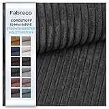Fabreco - CORDSTOFF Polsterstoff Meterware - Stoff Meterware (100cm x 142cm) | 380 g/m2 | POSTON Dekostoff Breitcord - Polsterstoff Möbelstoff - Möbelstoffe: Cord Stoff für Sofa & Stühle (Dunkelgrau)