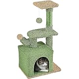 Yaheetech Kaktus Kratzbaum für Katzen, 74 cm hoch, Stilvoller Kleiner Katzenbaum, mit Plattform Höhle Plüsch Sisal, Grün-Braun