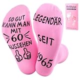 Belillpipi 60. Geburtstag Frau Geschenke für Frauen zum 60, 1965 Geburtstag Geschenke, Lustige Socekn Geschenke für 60 Jahre Geburtstag Frau, 60 Geburtstagsgeschenk für Frauen Socken mit Spruch