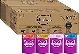 Whiskas Senior 7+ Katzennassfutter Gemischte Auswahl in Gelee, 84 Portionsbeutel, 84x85g (1 Großpackung) – Hochwertiges Katzenfutter nass, für Katzen ab 7 Jahren und älter