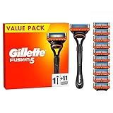 Gillette Fusion5 Rasierer für Männer, ein Nassrasierer Herren + 11 Ersatzklingen, mit Gleitstreifen für eine gründliche Rasur, Geschenk für Männer