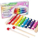 all Kids United Holz Xylophon für Kinder - Xylofon Musikinstrument Glockenspiel Klangspiel; Holzspielzeug Motoriktraining (Xylophon)