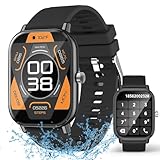 LOREVIYA Blutdruckuhr, Smartwatch, 2 Zoll Smartwatch Wasserdicht Fitness Tracker Make/Answer Call mit Herzfrequenz SpO2 Blutdruckmessgerät Smartwatch für Android iOS, Schwarz